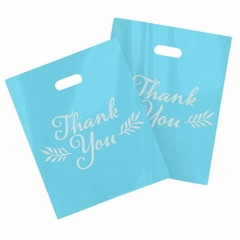 Custom Thank You Hdpe Ldpe Die Cut Patch Handle Bag Personalized Color Printed Custom Plastic Shopping Bags