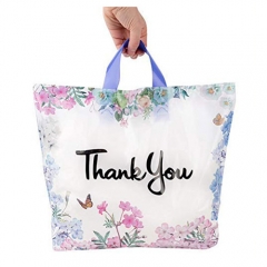 Custom Plastic Thank You Floral Shopping Bag Plastic Shopping Bag Custom Logo With Handles