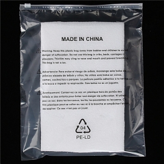 Custom Transparent Polybag Packaging Clear Plastic Ziplock Poly Bag With Suffocation Warning