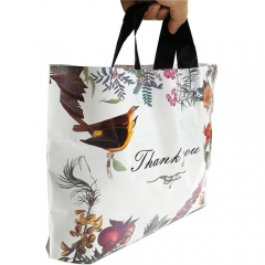 Custom Wholesale Retail Reusable Pretty Poly Tote Clothes Black Carrier Bag Plastic Soft Loop Handle Shopping Bags For Boutique
