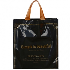 Custom Wholesale Modern Carry Many Items Black Plastic Bags Gold Printing Logo Poly Shopping Bags For Boutiques