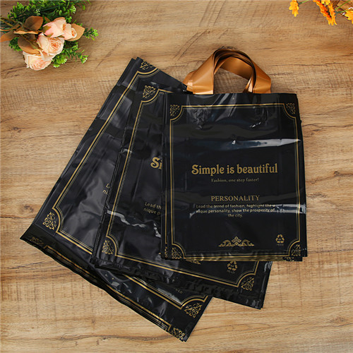 Custom Wholesale Printed Fashion One Step Faster Plastic Gift Bag Shopping Tote Black Plastic Bags For Shopstore