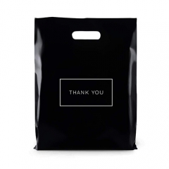 Custom Printed Logo Icecream Black Thank You Polybag Packing Plastic Shopping Bags For Boutique