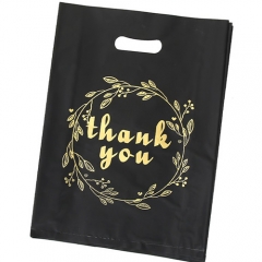 Hot Selling Custom Logo Size Waterproof Fold Shopping Bag Thank You Black Plastic Bags For Shopping