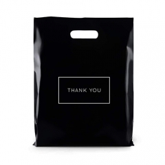 Hot Selling Custom Logo Size Waterproof Fold Shopping Bag Thank You Black Plastic Bags For Shopping