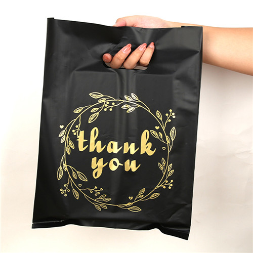 Wholesale Custom High Quality Thank You Ldpe Plastic Bags Black Waterproof Shopping Packaging Bags For Clothes