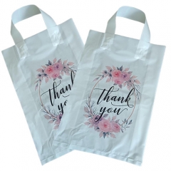 Custom Print Logo Thank You Shopping Bag Poly Plastic Soft Loop Handle Shopping Packaging Bag For Shopping