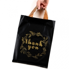 2023 Hot Sale Logo Printed Packaging Shopping PE Thank You Plastic Tote Bag Custom With Soft Loop Handle