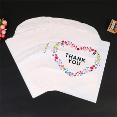 Hot Sale Custom Die Cut Handle Plastic Thank You Floral Merchandise White Shopping Bag Plastic Bags With Logos