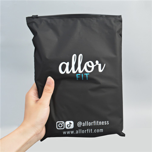 Plastic Bags Factory Custom Matte Print Black Zipper Lock Bags Poly Zipper Lock Frosted Plastic Packaging Bag For Clothes