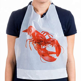 Custom Printed Disposable Restaurant Bib Single Use Plastic Apron Disposable Plastic PE Crab Lobster Bib