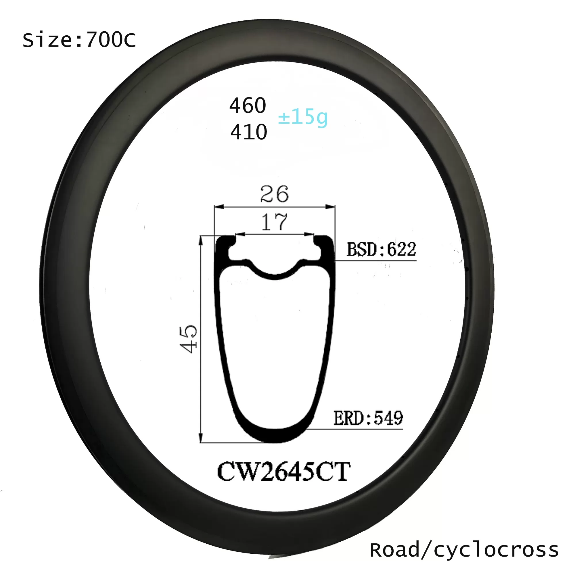 |CW2645CT| 700C ultralight 410g carbon bicycle rims 45mm depth 26mm width disc brake V brake two types bike wheel Russian team love