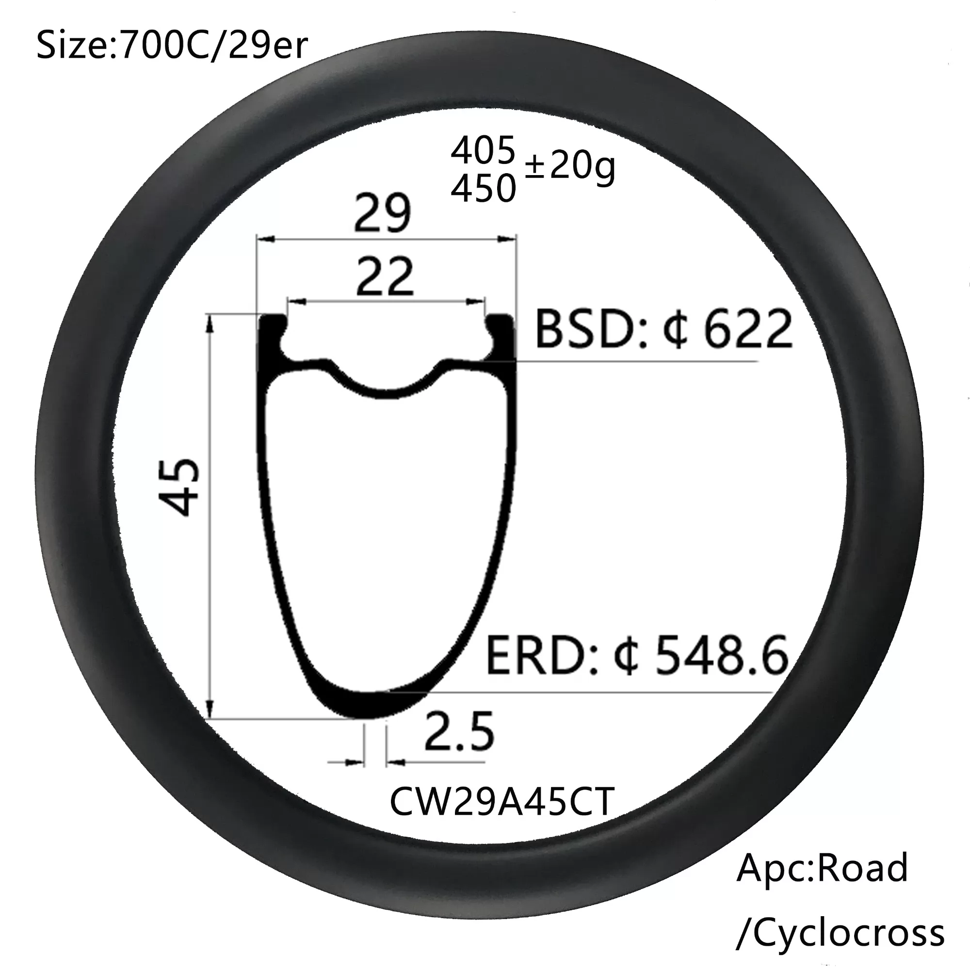 |CW29A45CT| 700C/29er gravel cycles carbon rims UD/3K/12K/twill weave matt/glossy 29mm wide 45mm depth disc/V brake both available asymmetry design