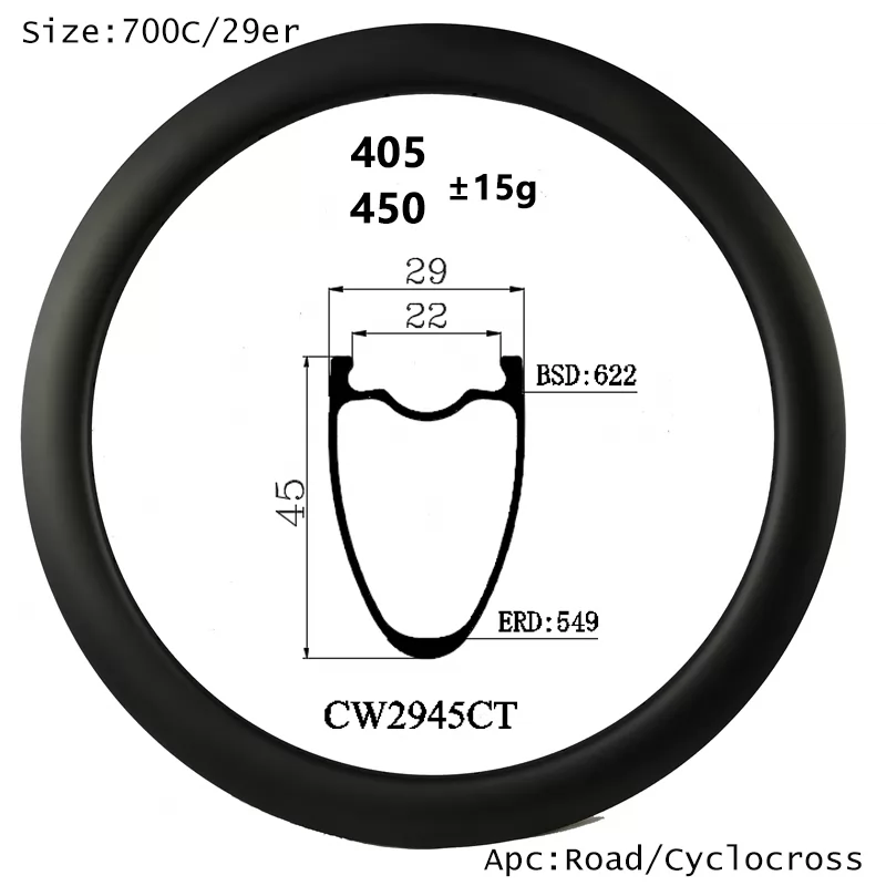 |CW2945CT| 700C/29er gravel cycles carbon rims UD/3K matt/glossy 29mm wide 45mm depth disc/V brake both available hot sales to Belgium