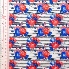 Custom floral design digital printed cotton lycra french terry fabric
