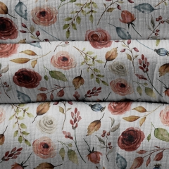 Print your own fabric wholesale custom liberty flower double gauze printed cotton muslin fabric