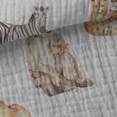 Idea for baby blanket cutest animal print organic cotton 2 layers gauze muslin fabric by the yard wholesale