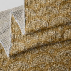 Custom fabric printing service on crinkly cotton double gauze muslin swaddle fabric
