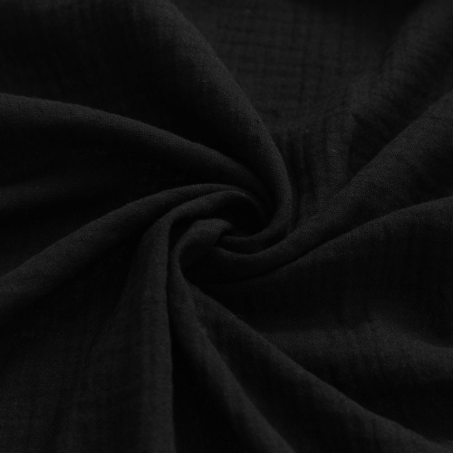 Black organic cotton muslin fabric - super soft lightweight