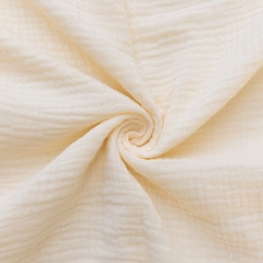 Cream beautiful color cotton muslin crinkle double layered gauze fabric