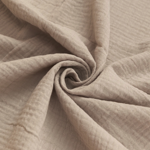 Tan crinkle cotton double gauze muslin baby blanket fabric