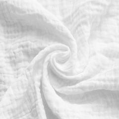 White wholesale double gauze 100% cotton muslin fabric- 125gsm lightweight