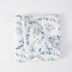 Custom floral print lightweight natural cotton baby muslin wrap swaddle blanket