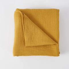Mustard Soft and crinkly light weight solid gcotton muslin gauze baby swaddling wrap blanket
