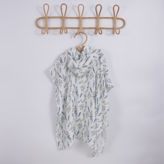 Beautiful flower custom digital print muslin baby poncho hooded bath towel