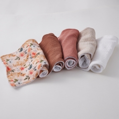 Top quality customized size beautiful dusty blue color absorbent 100% cotton muslin baby burp cloths