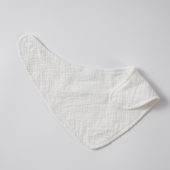 White baby bandana design organic cotton muslin fabric newborn baby custom dribble bib