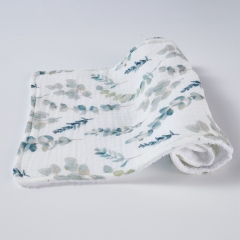 Pretty floral and soft absorbent 100% organic cotton muslin bunny baby burp cloth