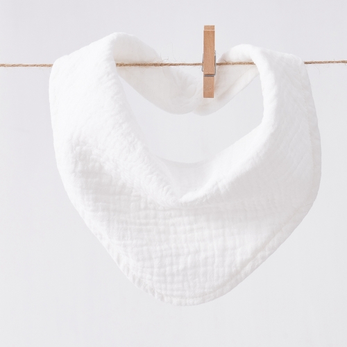 White baby bandana design organic cotton muslin fabric newborn baby custom dribble bib