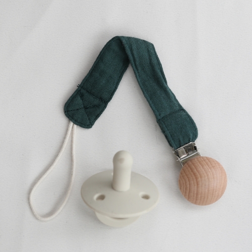 baby muslin cotton dummy chain wooden pacifier holder