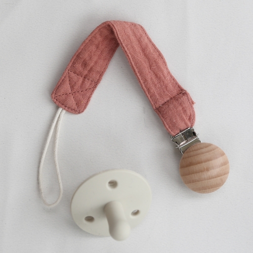 solid color wooden teether strap holder cotton cute handmade baby pacifier holder