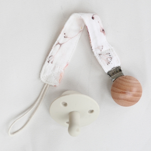 soft neutral round wooden baby pacifier clip baby dummy pacifier holder