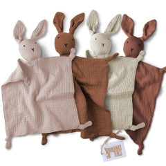 cute newborn muslin animal rabbit lovey cuddly toys 100 cotton baby security blanket