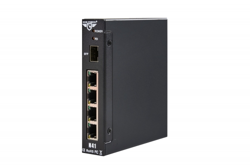 Rugged Industrial Ethernet Switch (4LAN 1 Fibre port, Dual Power Inputs, PoE Output)