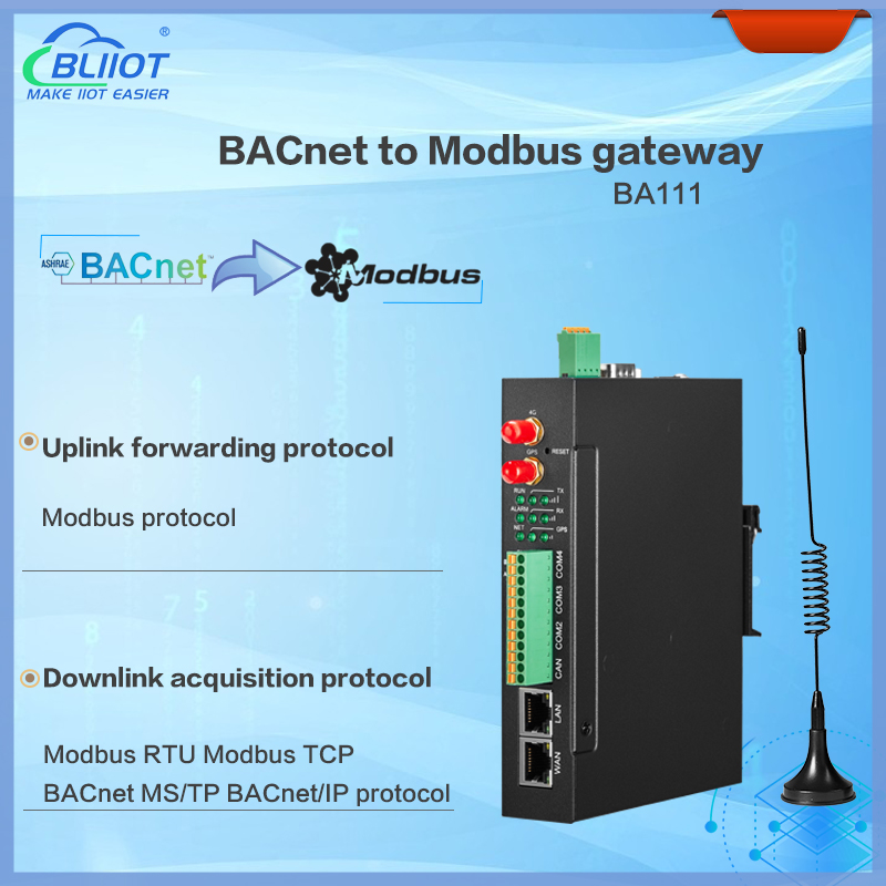 BLIIoT BA111 BACnet MS/TP BACnet/IP to Modbus Gateway