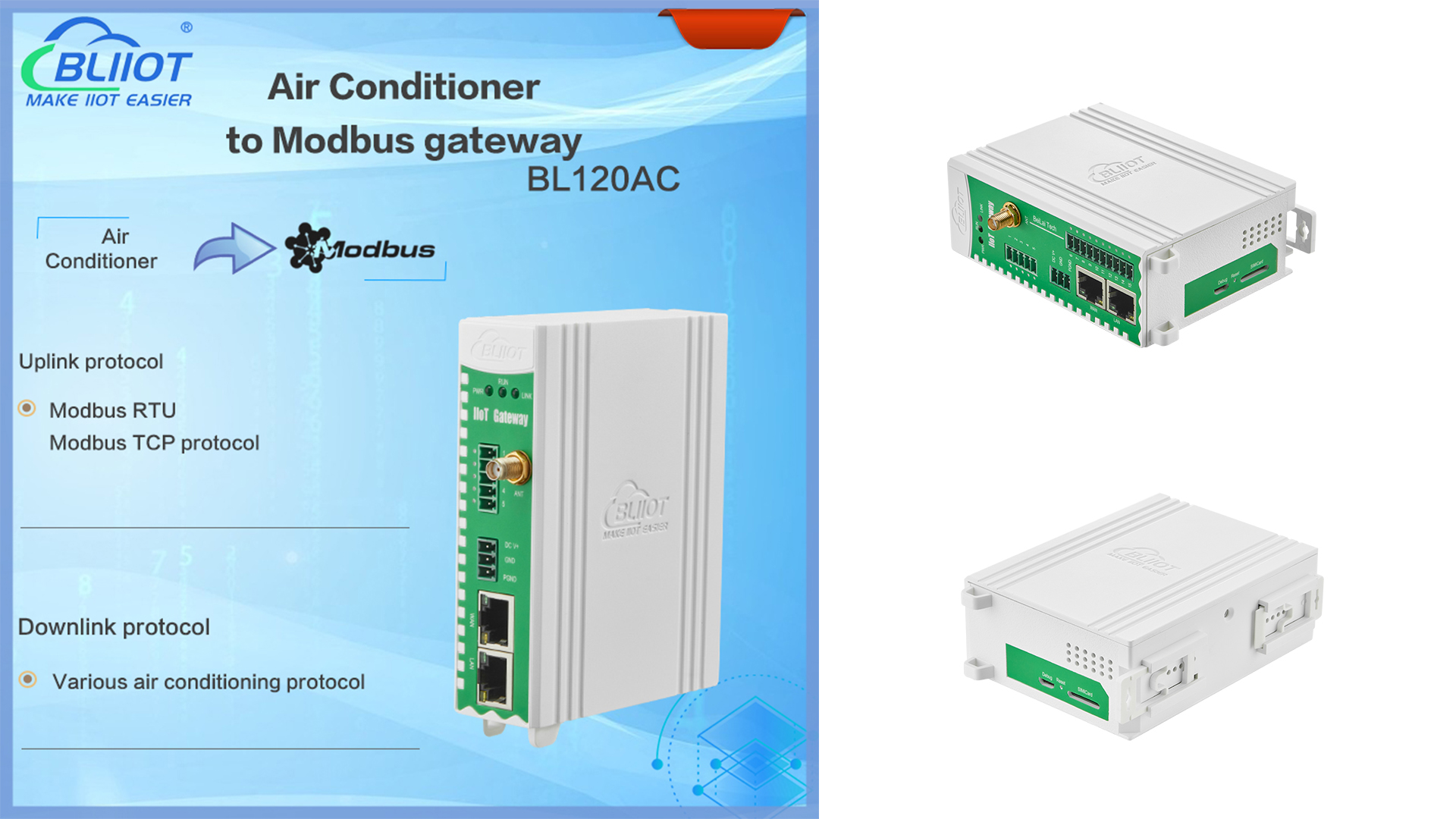 BLIIoT|Nueva versión BL120AC de aire acondicionado a conversión Modbus