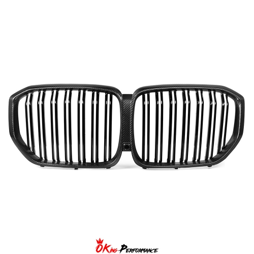 Double Slat Style Dry Carbon Fiber Front Grille For BMW X5 G05 2019-2023