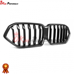 Single Slat Style Carbon Fiber Front Grill For BMW X6 G06 2019-2023