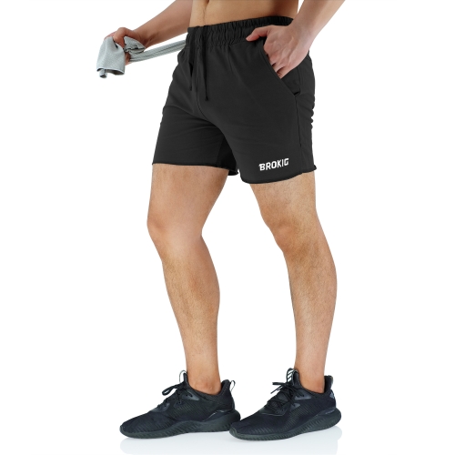 Gym Workout Shorts 5"with Zipper Pockets