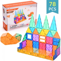 HAOQI Magnetic Tiles for Kids Magnetic Blocks Building Tiles 78 Pcs 3D STEM Toys Magnet Building Blocks Educational Toys