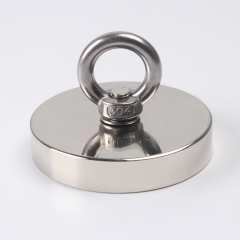 330KG Super Powerful N35 Single Side D90 Round Neodymium Fishing Magnet with Eyebolt