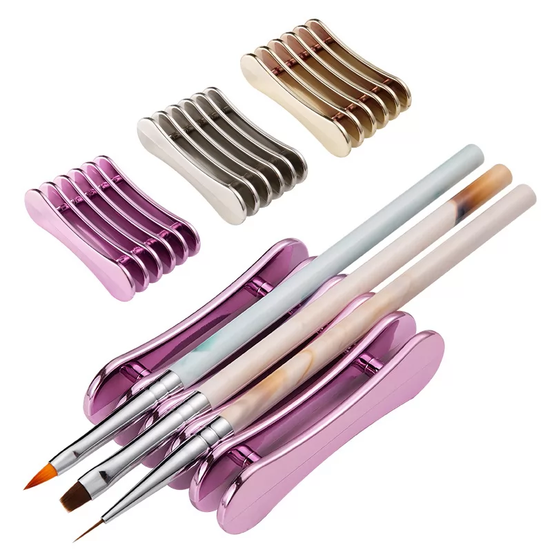 5 Grids Acrylic Metal Plated Nail Art Brush Holder
