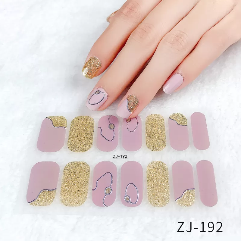 Pre-designed Beauty Nail Sticker,14 strips nail art wraps,ZJ181-ZJ192