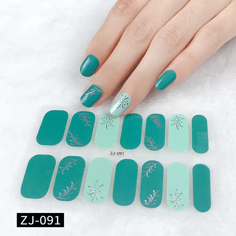 Pre-designed Beauty Nail Sticker,14 strips nail art wraps,ZJ091-ZJ100