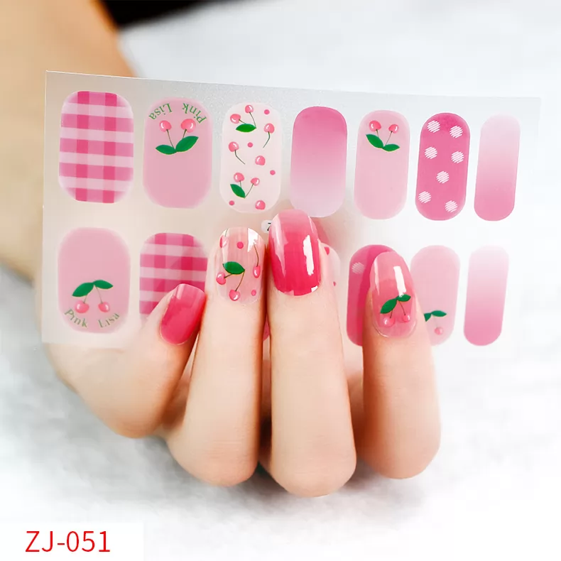 Pre-designed Beauty Nail Sticker,14 strips nail art wraps,ZJ051-ZJ060