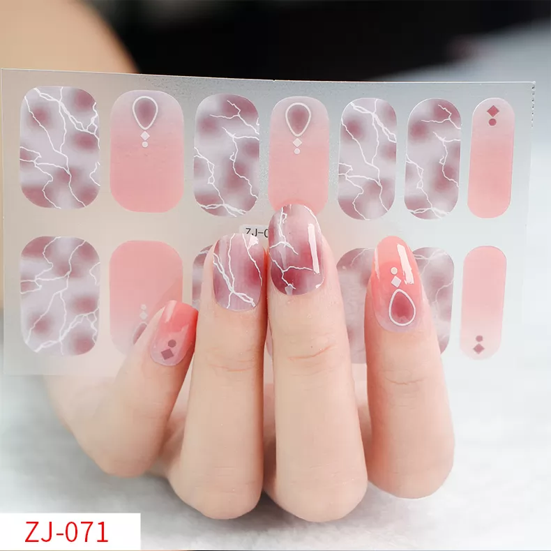 Pre-designed Beauty Nail Sticker,14 strips nail art wraps,ZJ071-ZJ080